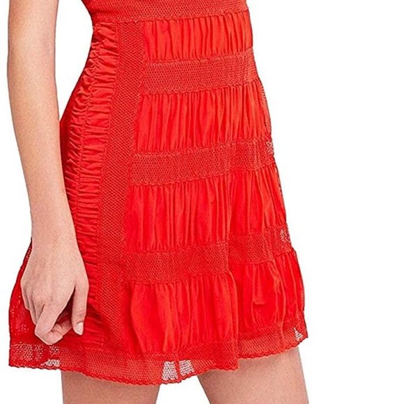 Free People Alicia Lace Mini Dress, red Sz 12 NWT! - Picture 5 of 10